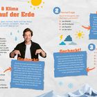 Wetter & Klima auf der Erde: Fröhliches Design mit Illustrationen von Sonne, Wolken und Tropfen. Fragen zu Jahreszeiten und Klima.