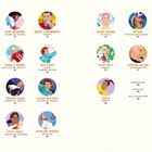 Illustration von Fußballspielern und Trainern mit Namen und Rollen, sortiert in Kreisen. Würdigung, Autor, Illustratorin.