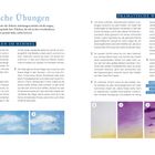 Praktische Übungen: Wolken im Himmel und dramatische Wolken. Schritte 1-4 mit bildlichen Anleitungen. Tipp: Farbkombinationen testen.