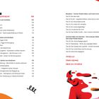 Inhaltsverzeichnis mit Kapitelnamen und Seitenzahlen. Unten rechts rote abstrakte Illustration.