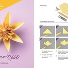 Text: "Diese effektvolle Blüte wirkt auch mit unterschiedlich farbigen Blütenblättern..."  
Links gefaltete Papier-Narzisse, rechts Faltanleitung.