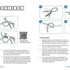 **Häkeltechniken**

Linke Seite:
- **Fadenring**
  1. Schlaufe mit Garn bilden.
  2. Schlaufe halten, Nadel einführen.
  3. Faden durch Schlaufe ziehen.
  4. Maschen häkeln, Ring festziehen.

Rechte Seite:
- **Luftmaschen**
  1. Faden zu Schlaufe, fixieren.
  2. Nadel durch Schlaufe, Faden holen.
  3. Schlaufe ziehen, Knoten bilden.
  4. Weitere Luftmaschen häkeln.

- **Wendeluftmaschen**
  - Am Ende Reihe eine Luftmasche.