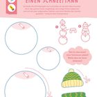„Komm, wir bauen einen Schneemann“ steht oben. Anleitung zeigt, wie man einen Schneemann mit ausgeschnittenen Teilen bastelt.