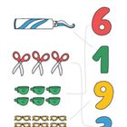 Text: "LÖSUNG:". Abbildungen von Zahnpasta, Scheren, Tassen und Brillen; daneben die Zahlen 6, 1, 9, 3.