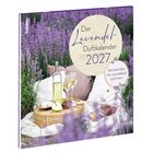 "Der Lavendel-Duftkalender 2027", "Kalenderblätter mit Lavendelduft parfümiert". Ein Picknick mit Lavendelfeld im Hintergrund.