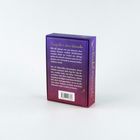 „Manifestiere deine Wünsche“: Ein violett-pinkes Kartenset mit inspirierendem Text über die Erfüllung von Träumen und Wünschen.