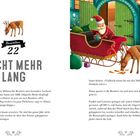 Dezember 22, Nicht mehr lang. Illustration mit Rentieren, Schlitten und Santa in einem weihnachtlich dekorierten Raum.