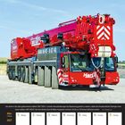 Großer roter Kran mit der Aufschrift "Hartinger" und Telefonnummer, Kalender für März 2027 unten.