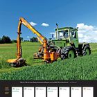 "MB-trac 1100 mit Mulag Kombinations-Mähgerät im Einsatz." Kalenderansicht unten, Sommerwiese mit Traktor oben.