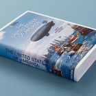 Buchcover mit „THE UNITED STATES OF AMERICA“ und „250th Anniversary Edition“, zeigt ein Luftschiff und Schiffe an einer Küste.
