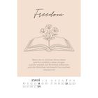 "Freedom". Zitat: „Wenn ihr in meinem Wort bleibt...wird euch frei machen. Johannes 8,31“. Blume und Buch Illustration. Februar-Kalender.