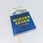 "WIDDER SEHEN - EIN SCHAFSKRIMI" von Leonie Swann. Ein Buch mit blauem Cover und illustrierte Schafe oben.
