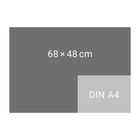 Graue Rechtecke, das linke ist 68×48 cm, das rechte kleinere ist DIN A4.