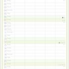 Kalender für Februar mit kunstvollen Illustrationen: Pflanzen, Katze im Fenster, Nähutensilien, Nähmaschine. Memospalte links.