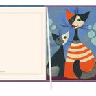 Der Text "Notizen" steht unten links. Eine Illustration zeigt zwei stilisierte Katzen auf blauem Hintergrund.