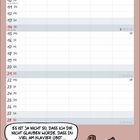 Kalender für Februar mit Illustration: Ein Junge spielt Klavier. Text: "Es ist ja nicht so, dass ich dir nicht glauben würde, dass du viel am Klavier übst..."