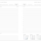 Seite eines Kalenders mit Datum 6. und 7. Januar, Text in mehreren Sprachen und Platz für Notizen, inkl. Sonnenauf- und -untergangszeiten.