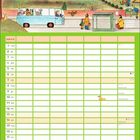 Kalender für Februar. Wochentage sind abgekürzt und datiert von 1 Mo bis 28 So. Illustration eines Hauses und Busses.