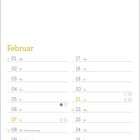 Kalender für Februar. Hervorgehobene Tage: 14. Valentinstag; 8. Rosenmontag; 9. Fastnacht; 10. Aschermittwoch.