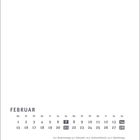 Kalender für Februar mit hervorgehobenen Sonntagen: 7, 14, 21. Unten Ereignisse: Rosenmontag 8., Fastnacht 9., Aschermittwoch 10.