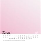 Kalender „Februar“ mit rosa Hintergrund. Enthält Daten: 8.2. Rosenmontag, 9.2. Fastnacht, 10.2. Aschermittwoch, 14.2. Valentinstag.
