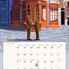 "Weasleys' Wizard Wheezes" steht mehrmals auf einem farbenfrohen, verspielten Gebäude. Ein Kalender zeigt Februar.