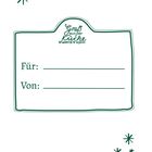 "Gruß aus der Küche" oben, darunter Felder "Für:" und "Von:". Illustration mit Sternen.