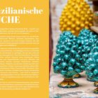 Titel in Großbuchstaben: "Die sizilianische KÜCHE". Links Textblock, rechts bunte Keramikobjekte in Blau und Gelb.