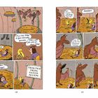 Text: "Oh je, mein Schlips", "Trautes Heim, Glück allein", "Sorry, ich spreche kein Malledermäuisch". Zwei Personen und Fledermäuse.