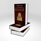 Buchtitel: "Der Schrein der Könige" von Sabine Weiss. Darunter: Historischer Roman. Abgebildet ist ein kunstvoller Schrein.
