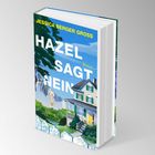 Text: "JESSICA BERGER GROSS", "HAZEL SAGT NEIN", "Roman", "Lübbe". 
Illustration: Haus mit Veranda und Wäscheleine.