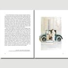 Links Text über die Suche nach Herrn Müllers Haus. Rechts eine Illustration: Auto mit offener Tür, Frau und Mann steigen ein.