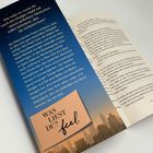 Ein Buchumschlag mit Text über einen Tellerwäscher, der besondere Fähigkeiten entdeckt. Unten steht "WAS LIEST DU? feel."