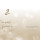 "2. Das größte Geschenk an dich selbst." Hintergrund: Verwaschene Lichtkreise auf beigem Verlauf.
