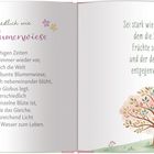 "So friedlich wie eine Blumenwiese..." und "Sei stark wie ein Baum..." stehen auf einer Doppelseite mit Blumengrafiken.