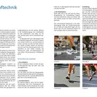 "8. Lauftechnik", "Die vier Phasen des Laufschritts". Bilder von Läufern in verschiedenen Phasen des Laufens.