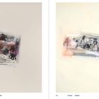 „Immigrant Anarchist 1992“, links; „Untitled 1999/00“, rechts. Beide zeigen komplexe Illustrationen mit Pastellfarben.