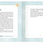 "Guten Morgen, Maria!" 1. Dezember. Illustration: Frau in rotem Kleid sitzt auf einem Hocker; im Kreis Hühnerdarstellung.