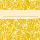 Ein leeres Banner in der Mitte, auf gelbem Hintergrund mit weißen, blattförmigen Mustern.