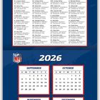 "Previous Super Bowl Champions", Jahreskalender 2026 für September bis Dezember, NFL-Logo.