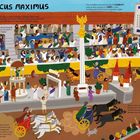 **CIRCUS MAXIMUS**

Fröhliches Arena-Gewimmel. Streitwagen, Zuschauer in togas, Rennszenen. Liste: "CAN YOU SPOT?":

- Wagen ohne Rad
- Helm
- Tom?
- Pferd frisst Deko
- Katze Digby
- Reiter mit falschem Umhang
- Honigkuchen-Verkäufer.