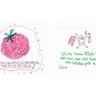 Links: "Wenn man verliebt ist, dann sieht der Kopf aus wie eine Tomate!" Rechts: "Wenn man Kinder haben will, muss man Sex haben, oder heiraten geht auch. Lisa." Links eine gezeichnete Tomate, rechts strichmännchenartige Figuren.