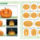 KLASSIKER: Gruselig grinsende Gesichter (und eine flatterhafte Fledermaus). Verschiedene geschnitzte Kürbisgesichter.