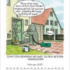 Ein Elefant erklärt: "Mag schon sein, dass ich eins Ihrer Kinder eingesaugt hab, die Saugleistung ist super!" Ein anderer Elefant schaut besorgt, ein kleines Elefantenkind im Staubsauger sagt "Mama?". Darunter: "SCHÜTZEN GEHÖREN WELTWEIT ZU DEN BESTEN VERKÄUFERN" und Kalender für Februar 2027.