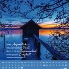 Zitat von Goethe: "Jeder Augenblick ist von unendlichem Wert..." Kalenderblatt Februar 2027. See bei Sonnenuntergang.
