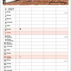 Text: "Ist doch toll: Wenn sich meine schulischen Leistungen nicht verbessern, komm ich ins Internet!" - "Internat!"  
Illustration: Zwei Schweine in einer Küche. Darunter ein Kalender für Februar 2027.