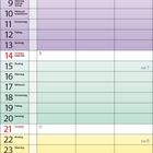 Kalender für Februar 2027. Wochen sind farblich markiert. Feiertage: Rosenmontag (8.), Valentinstag (14.).