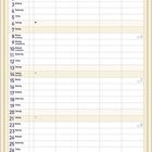 Kalender für Februar 2027, mit Wochen von 5 bis 8. Liniengrafik, bunte Zierschleifen und florale Muster.