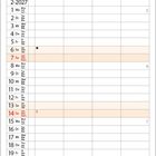 Kalender für Februar 2027. Oben eine griechische Kirche mit blauer Kuppel in einer malerischen Küstenlandschaft.