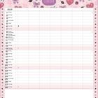 Kalender für Februar 2017, rosa Hintergrund, Herz- und Schleifenmuster, Platz für Notizen unten, dekorativer Stil.